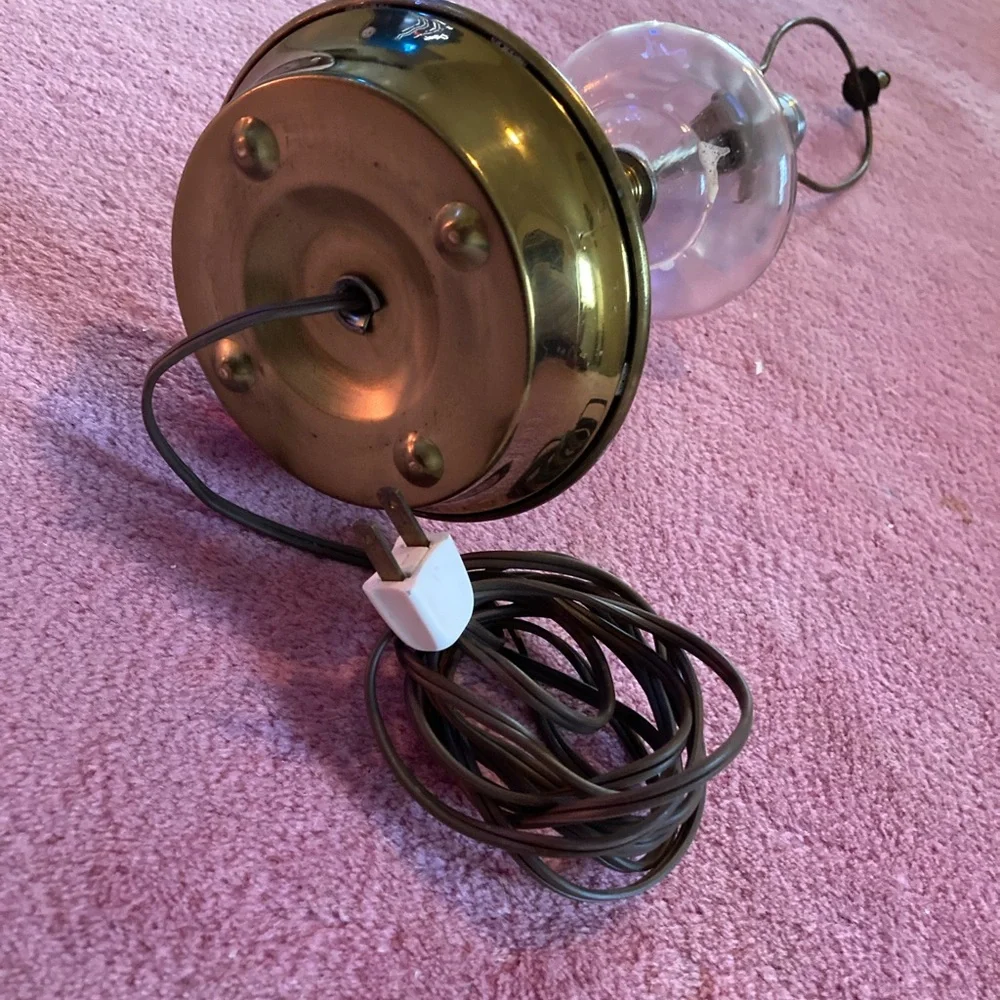 Vintage Brass Glass Spiral Hollywood Regency/Mid Century Table Lamp with Patina